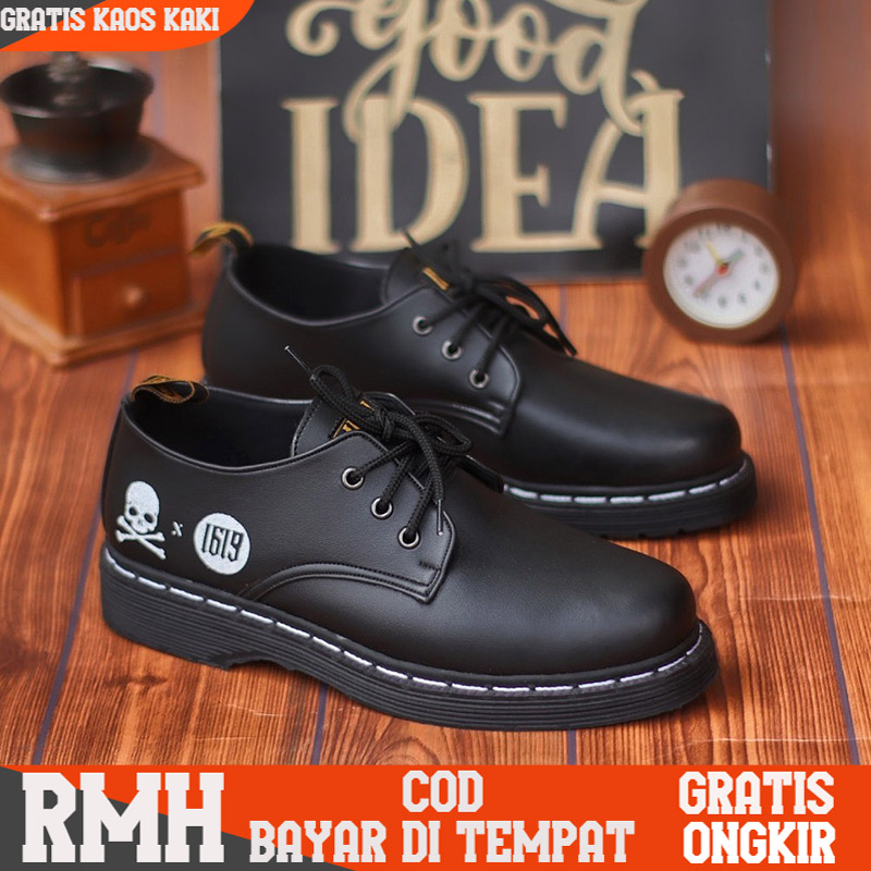 RMH Sepatu Docmart Pantofel Pria Low Boots Pria Docmart Skull Tengkorak Fashion Pria
