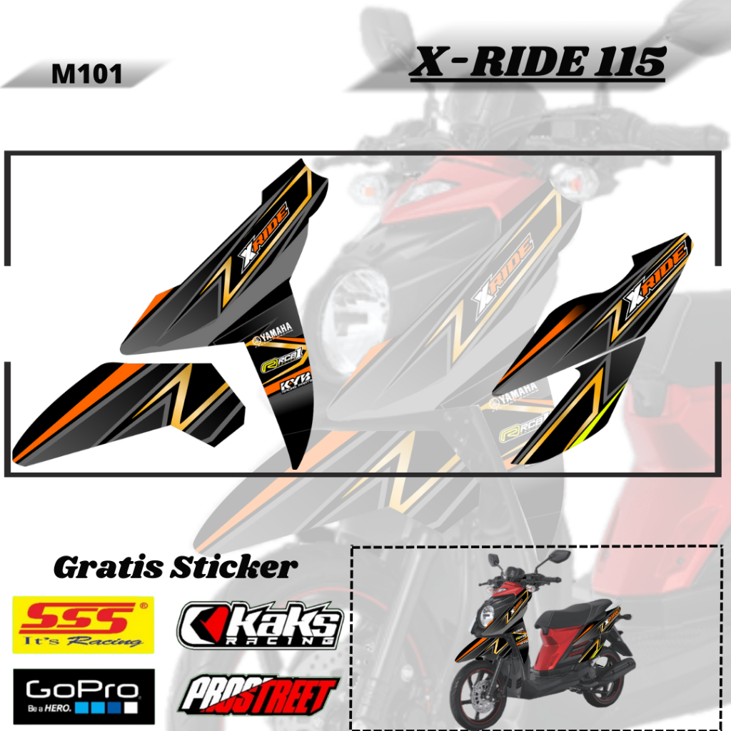 Lis Striping Sticker Variasi Aksesoris List Stiker Pelindung Body Logo Emblem Motor Yamaha X Ride X-