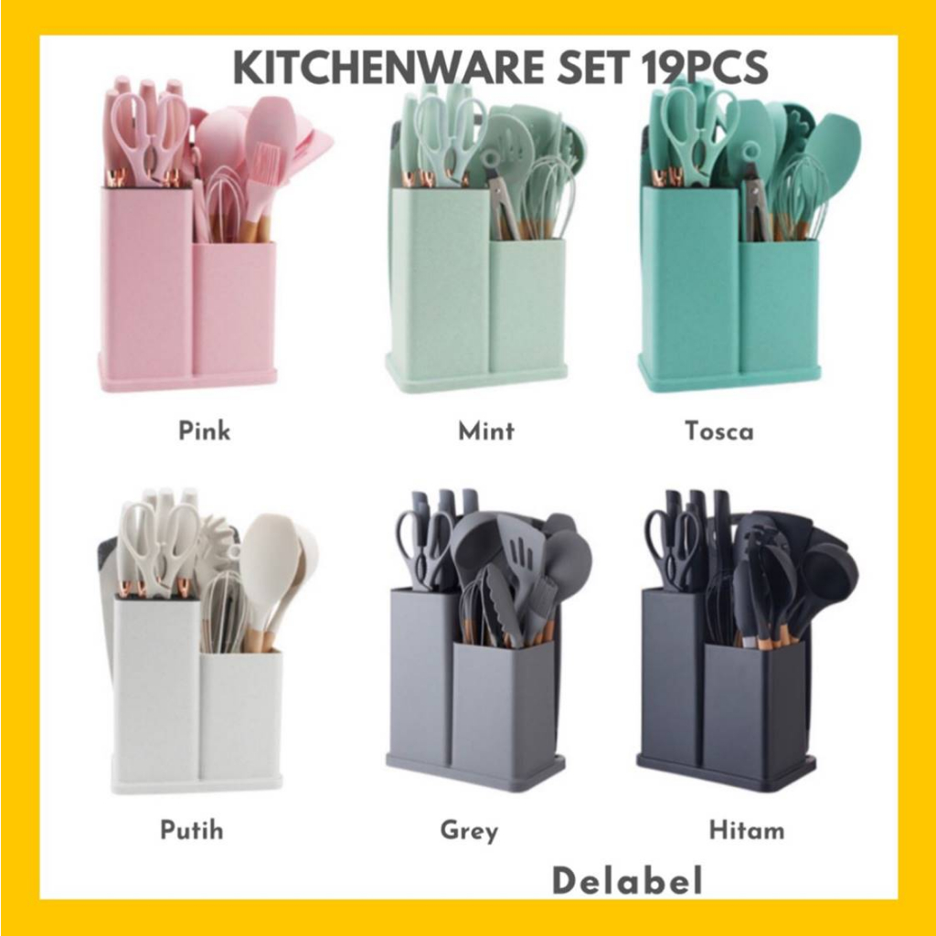 TERMURAH KITCHENWARE SET 19 PCS / SPATULA SILICONE KNIFES SET / SPATULA SILIKON SET / PISAU DAN