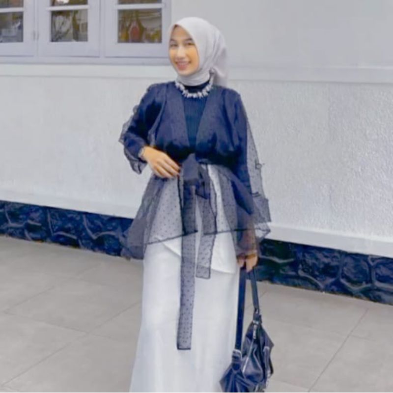 	 Outer Tille Kardigan Nora Atasan Kebaya Baju Kondangan Wanita Muslim Terbaru	