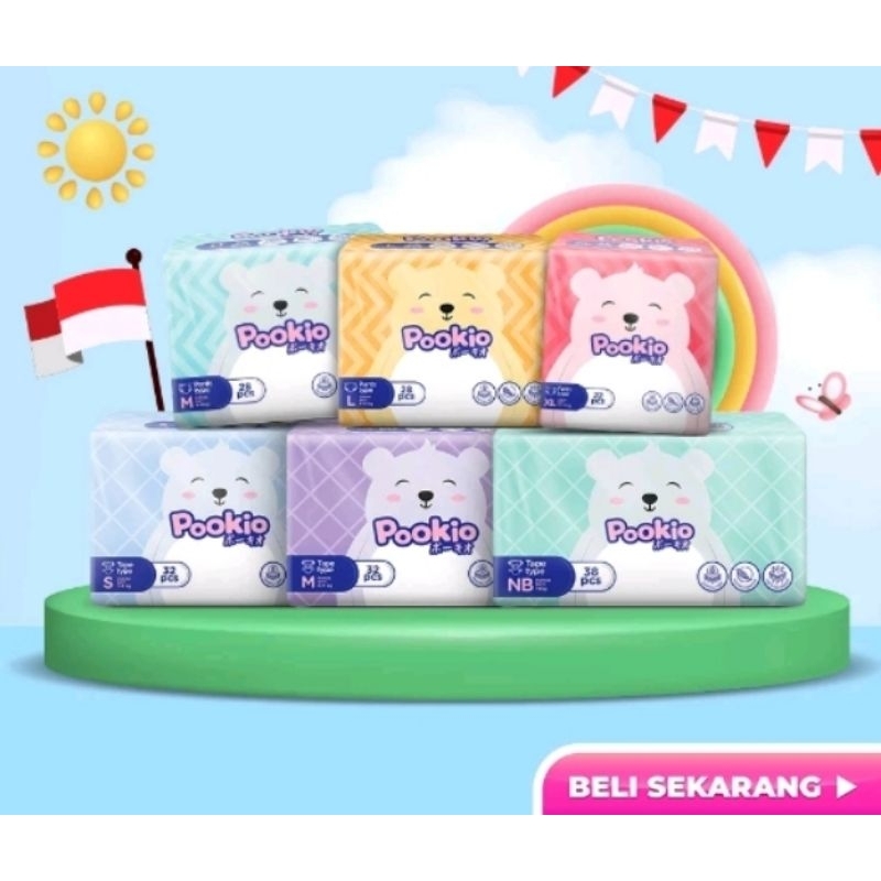 POOKIO ||  diapers Bayi Anak Balita TAPE PEREKAT NEW BORN NB 38 / S 32 / M 32 / CELANA PANTS M 28 / 