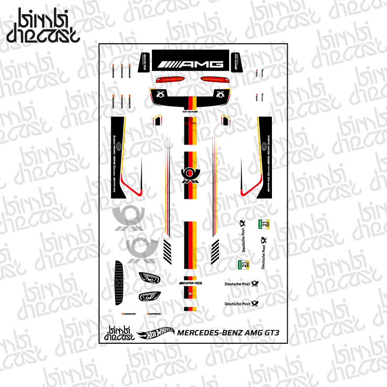 Decal Hotwheels Mercedes Benz AMG GT3 Transparant