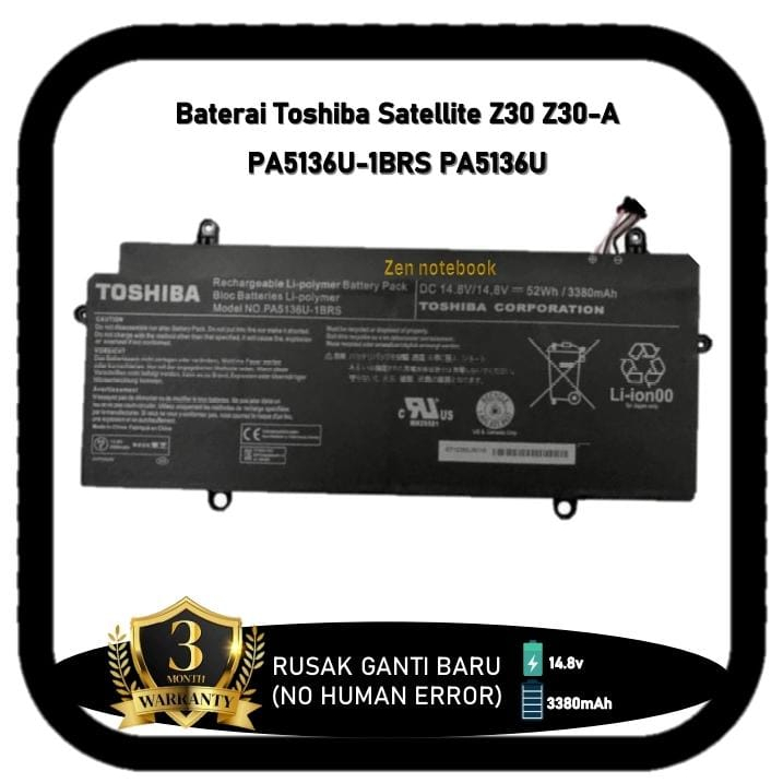 Baterai Battery Batre Toshiba 5136 Portege Z30 Z30-A Z30-B PA5136U-1BR