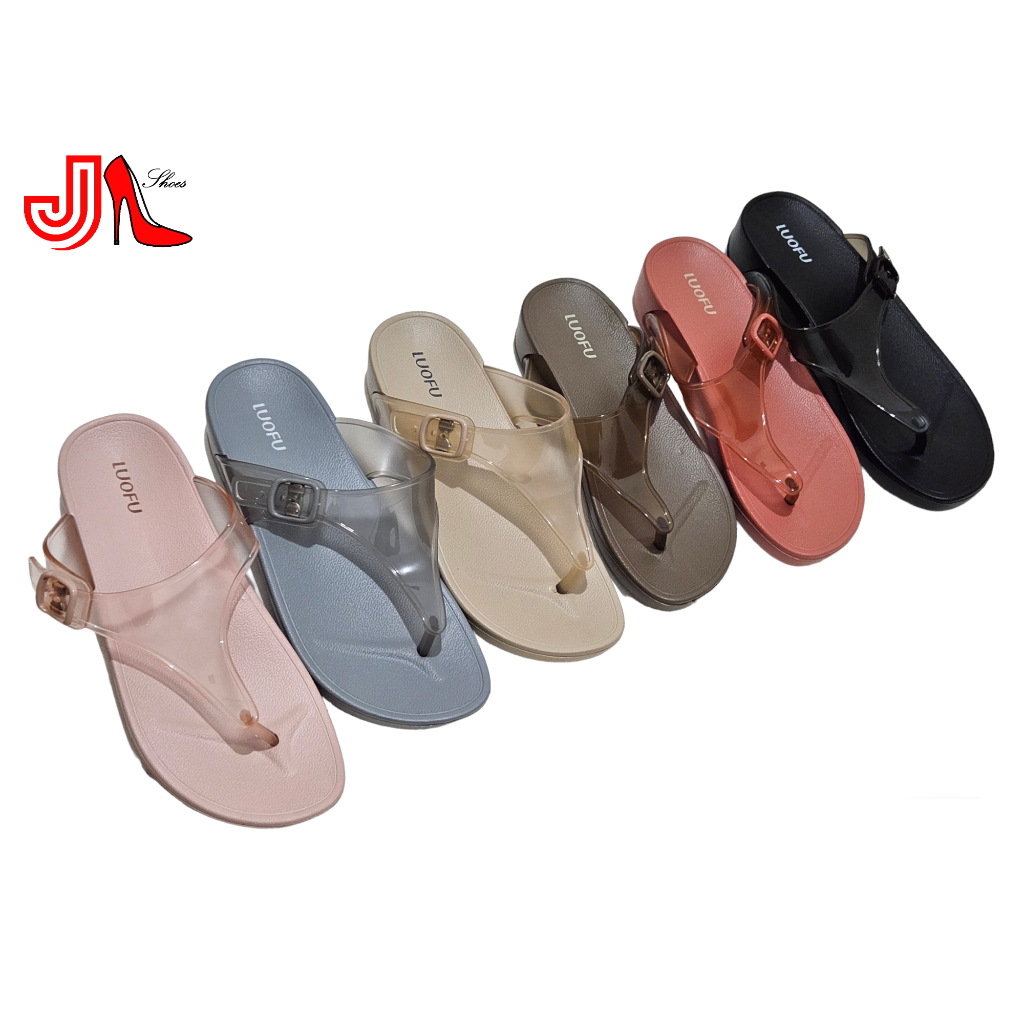 LUOFU E7154TF-6BW Sandal Jelly Karet Eva Jepit Transparan