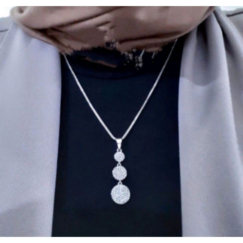 KALUNG FREE LIONTING TINGKAT  TIGA PERMATA CANTIK FASIHION WANTA HIJAB TITANIUM ORIGINAL ANTI LUNTUR
