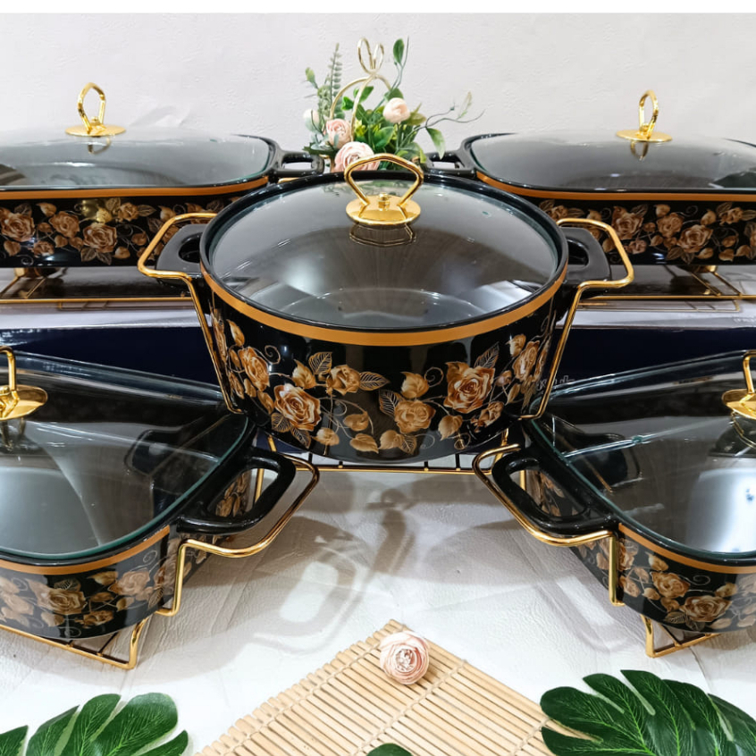 Prasmanan Set Sultan Black Rose Formia 4+1 - Free Packing Kayu