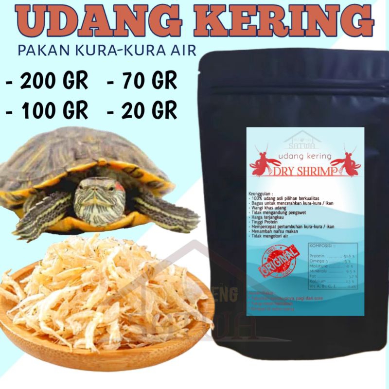 [WS12] 200GR UDANG KERING MAKANAN KURA BRAZIL CST AMBON RES PAKAN TURTLE FOOD KURAKURA AIR BRASIL BA
