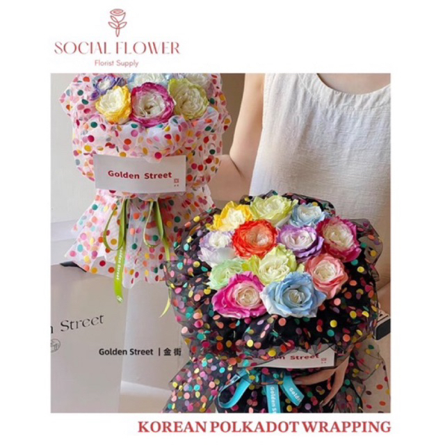 

Korean Polkadot Wrapping / Kain buket bunga polkadot / Korean wrapping bouquet
