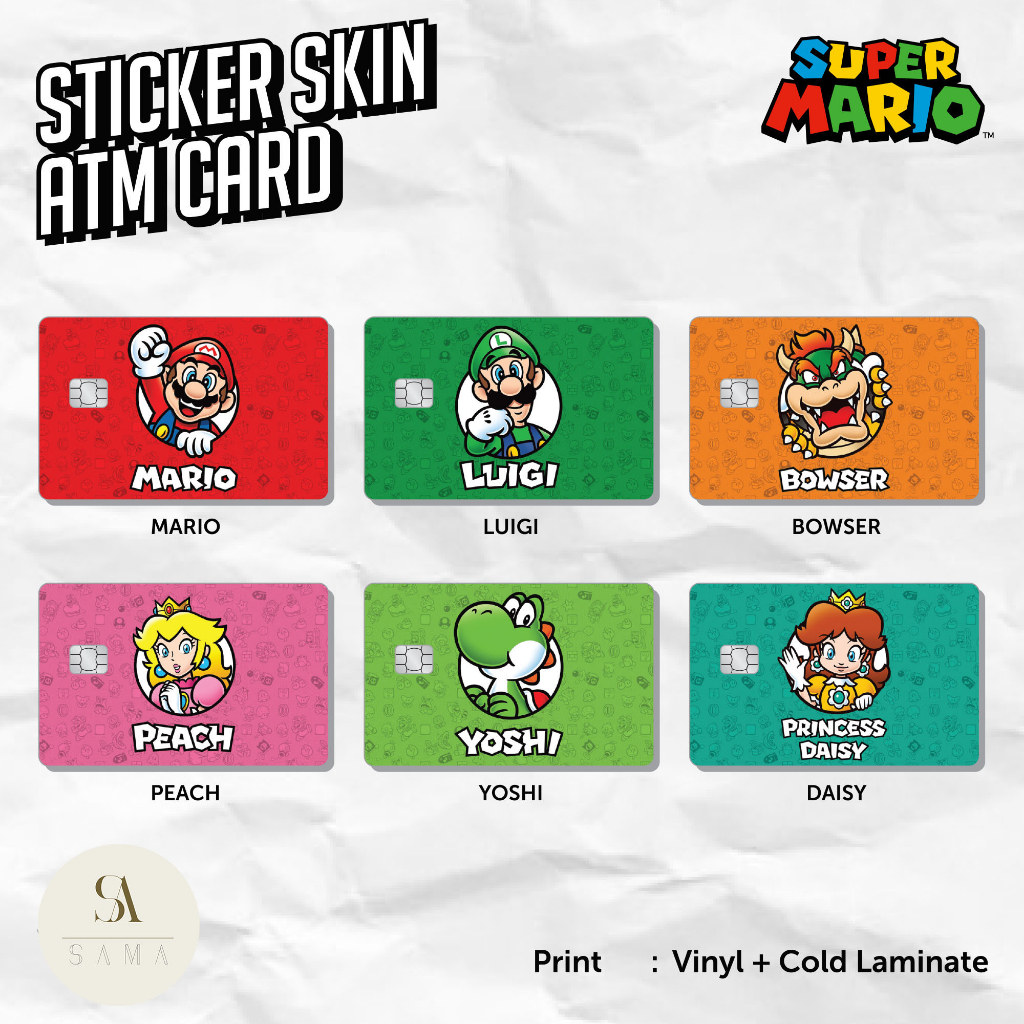 

Super Mario Bros Series - Sticker Card Skin - Vinyl ATM Debit, Credit, Emoney, Flazz, Kartu Akses Stiker