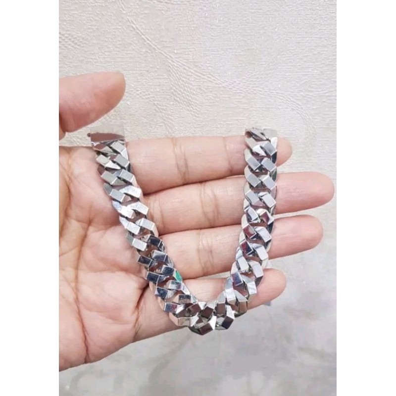 GELANG TANGAN EMAS SISIK NAGA CUBAN MAS PUTIH