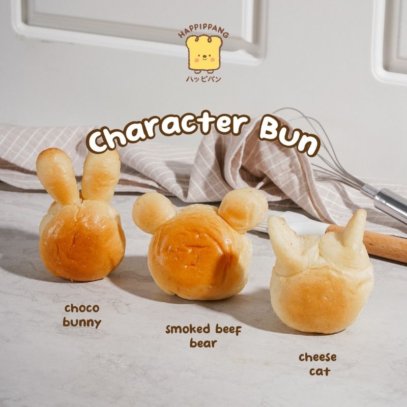 

HappiPpang Sweet Character Bun - Roti Mini Premium Isi dengan Karakter Bunny, Cat dan Bear