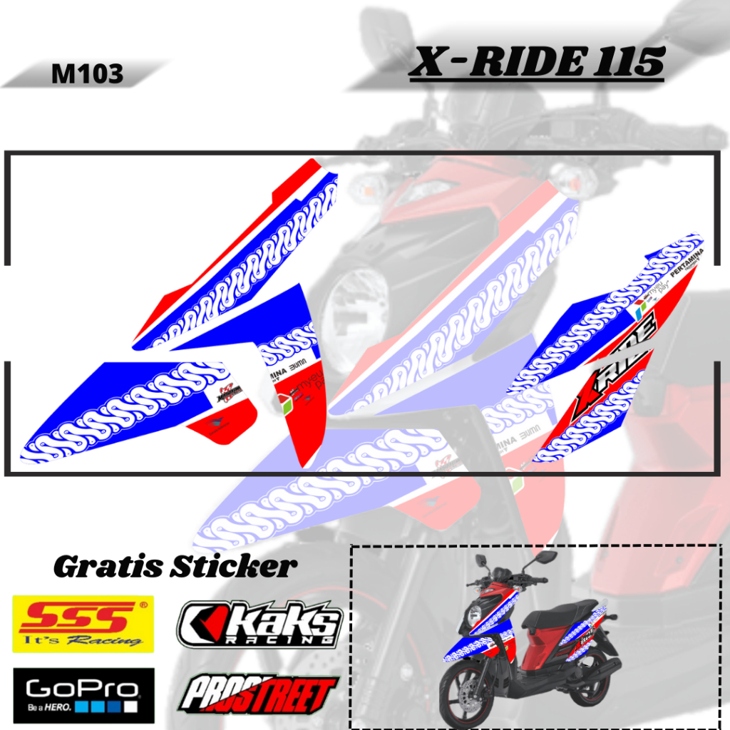 Lis Striping Sticker Variasi Aksesoris List Stiker Pelindung Body Logo Emblem Motor Yamaha X Ride X-