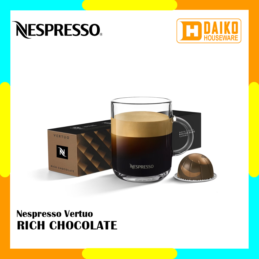 

Capsule Nespresso Vertuo Rich Chocolate Medium Roast Long Black Coffee Kopi Kapsul Citarasa Coklat