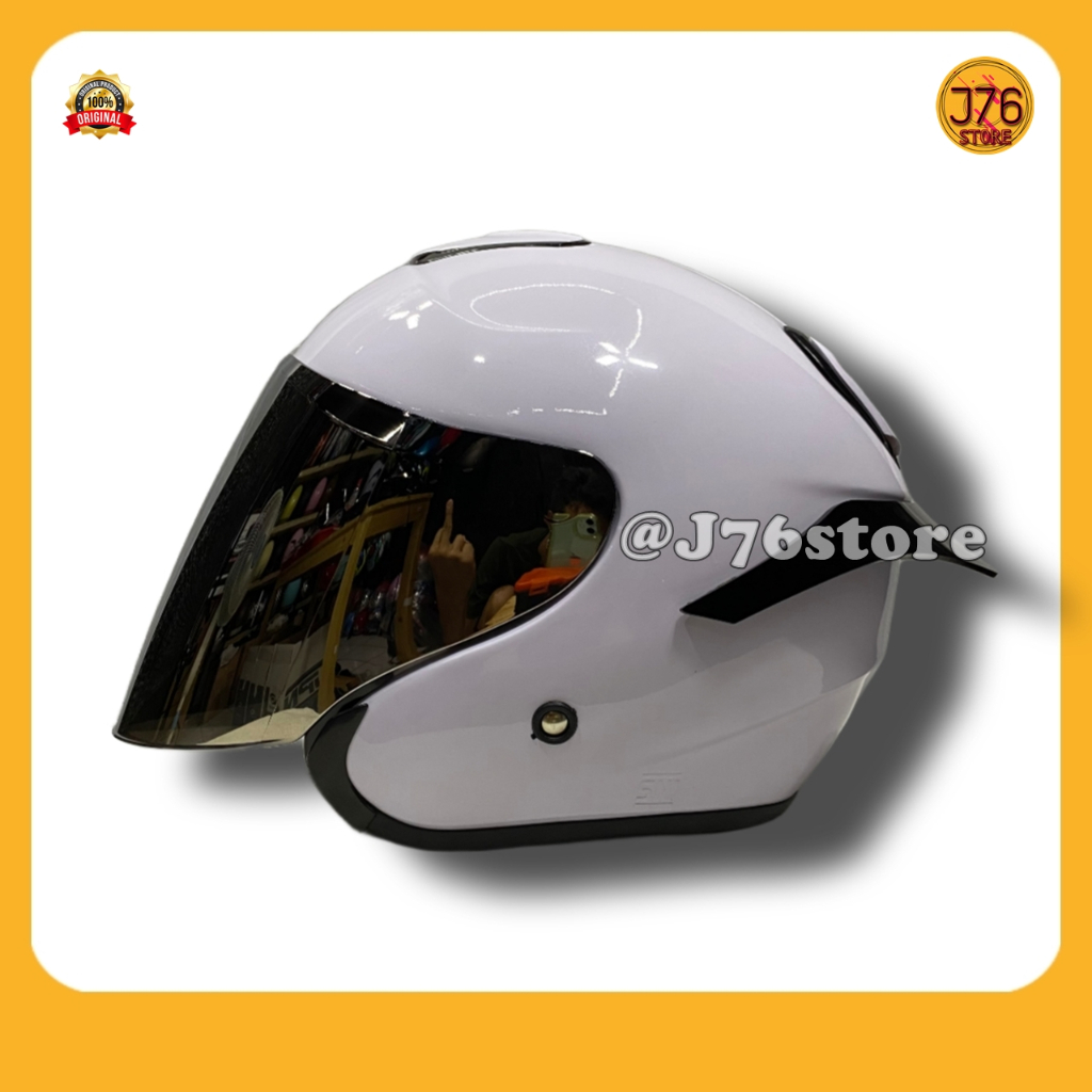 Helm Sepeda Motor Half Face Model Kyt Kyoto Solid Polos Bye Priest Helmet Paket Ganteng Warna Whitte