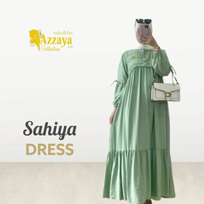 MAIZAYA - SAHIYA DRESS - Gamis Rempel Busui Friendly - Dress Babydoll Variasi Pita Adem