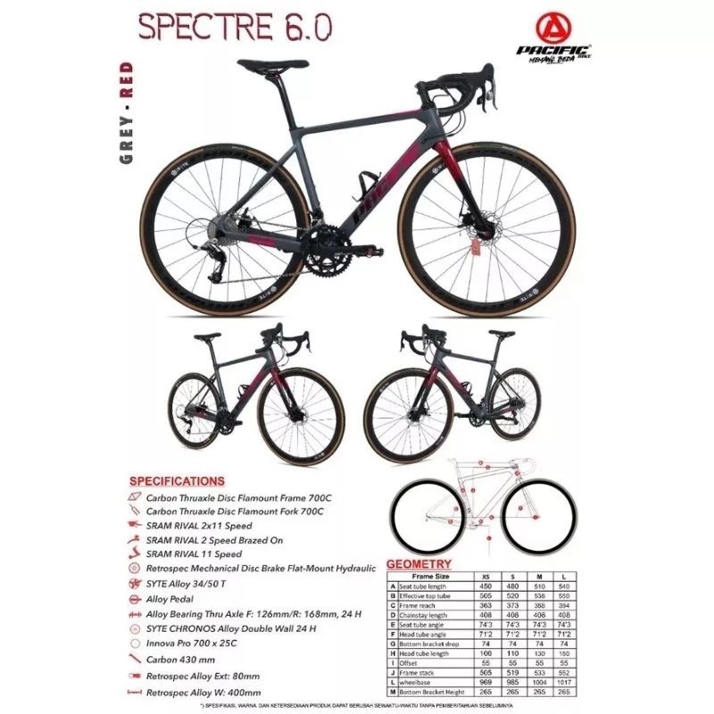 PACIFIC BIKE SEPEDA ROAD BIKE SPECTRE 6.0