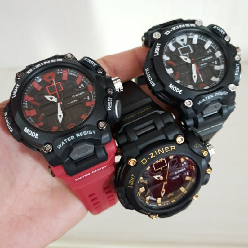 Jam tangan Sporty Original D-ZINER DZ 8298 Dual time include tin box