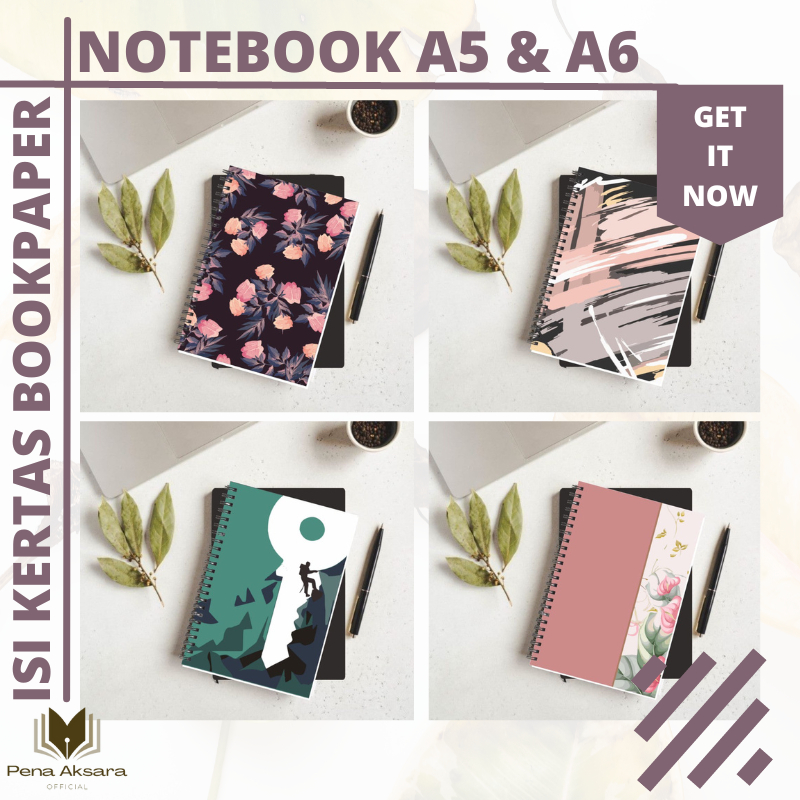

Notebook Kertas Bookpaper Putih Gading Ukuran A5 dan A6 Motif Varian Isi Polos Garis Titik Kotak
