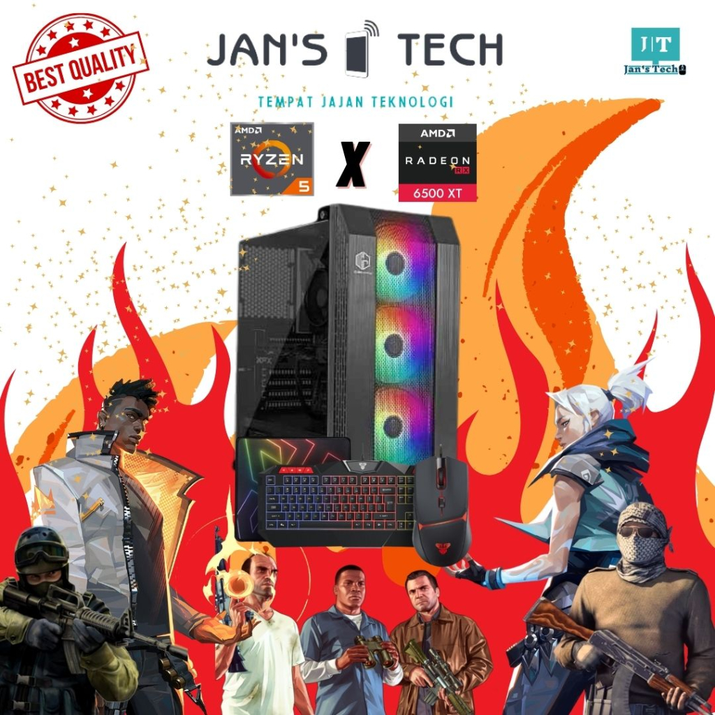 Ryzen 5 5600 ft. RX 6500 XT - PC Rakitan gaming & editing Murah Fullset