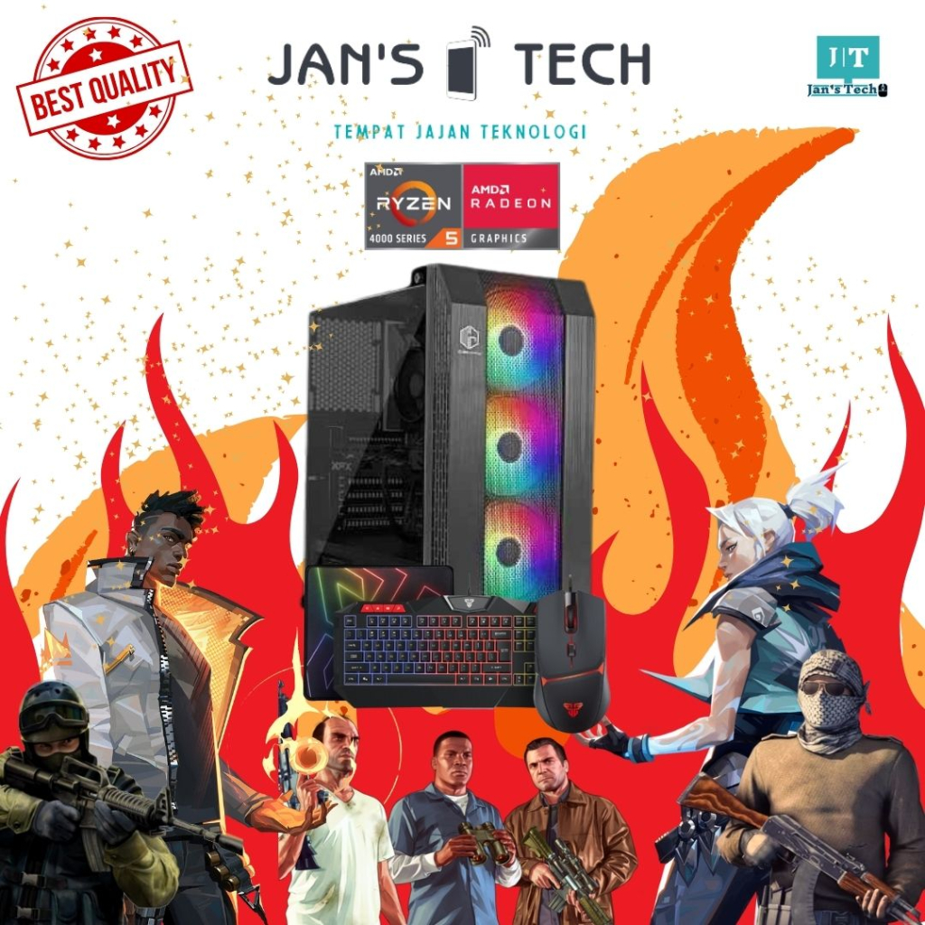 AMD RYZEN 5 with Radeon Vega PC Rakitan gaming & editing Murah Fullset