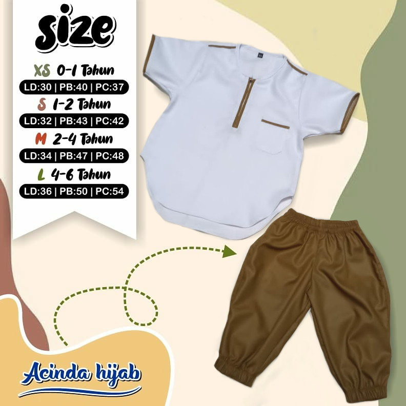 MURAH Koko Kurta Anak Katun Toyobo Fodu Setelan Celana Joger Premium 0-6 Tahun