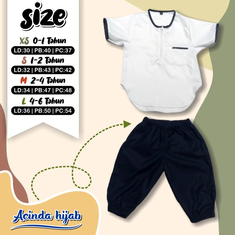 favorit koko kurta anak katun toyobo fodu setelan celana joger premium 0-6 tahun