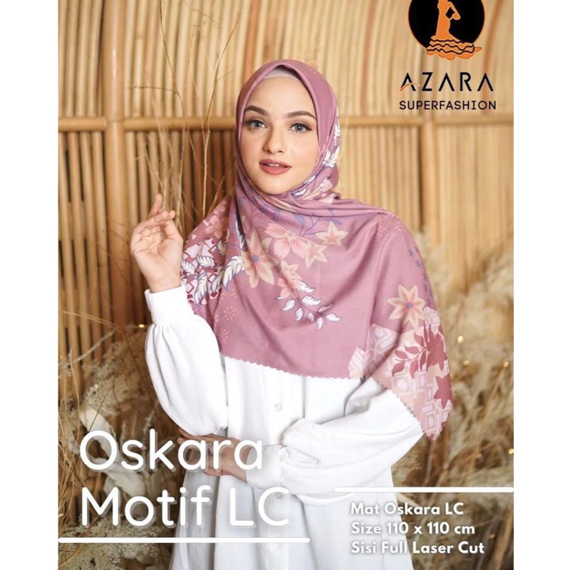 Hijab Segi Empat Motif Finishing Lasercut Matt. Voal By Azara Superfashion