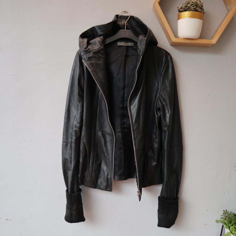 Jaket kulit hoodie hudi harajuku outer kulit Pl bekas preloved second