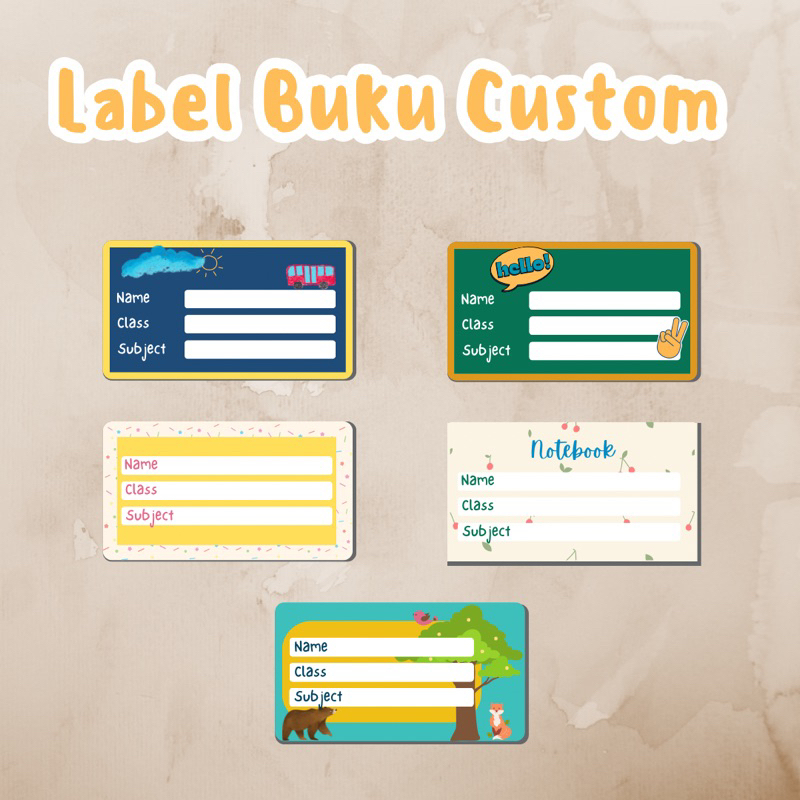 

READY Label Buku Custom Nama Anak A3 Vinyl Waterproof Cutting