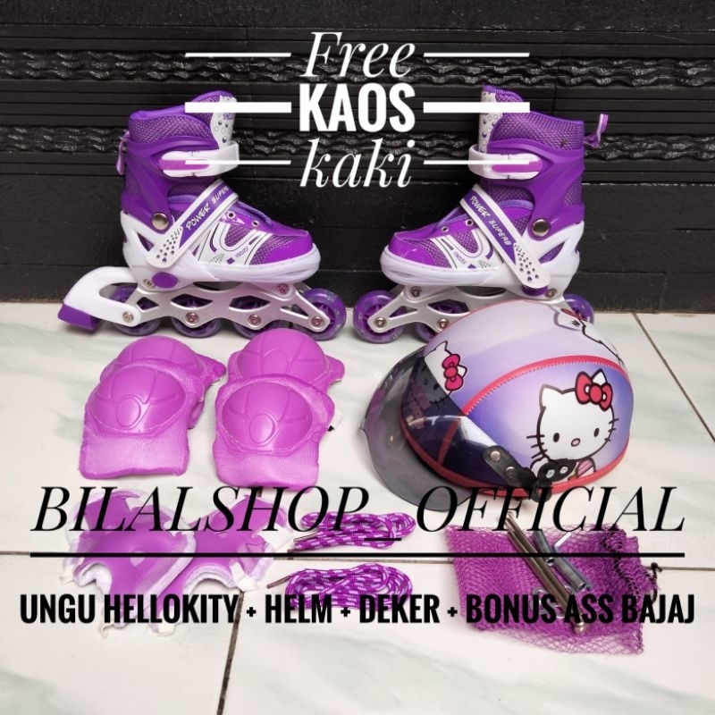 SEPATU RODA ANAK FULLSET PELINDUNG DAN HELM BONUS BAUT BAJAJ DAN KUNCI L