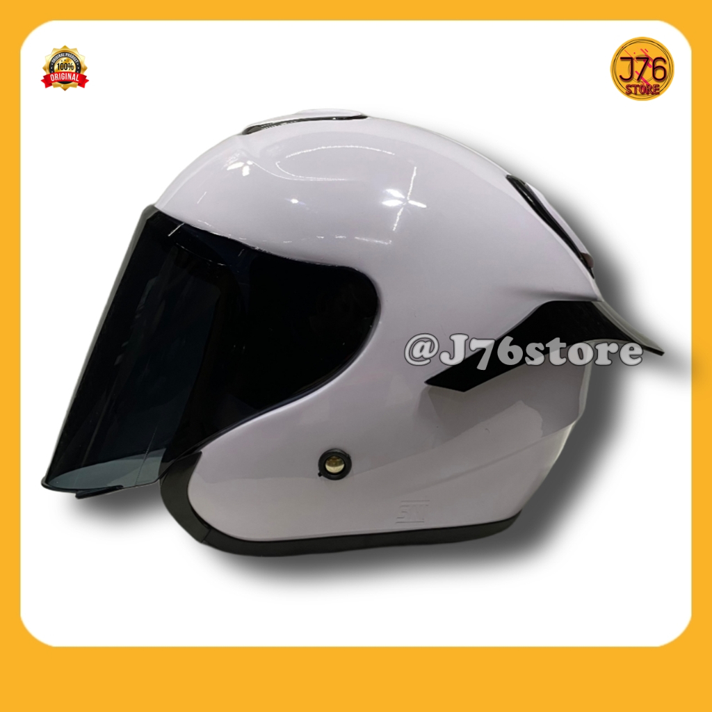 Helm Sepeda Motor Half Face Model Kyt Kyoto Solid Polos Bye Priest Helmet Paket Ganteng Warna Whitte