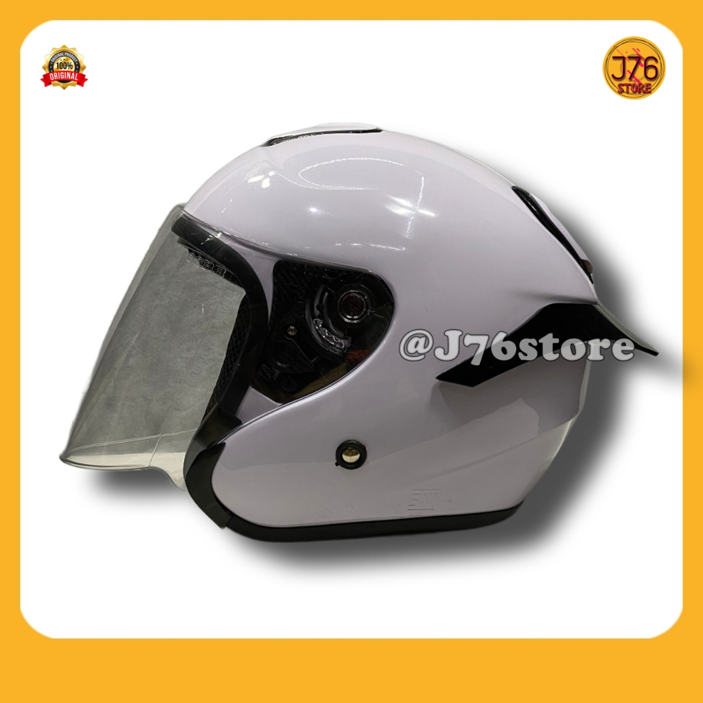 Helm Sepeda Motor Half Face Model Kyt Kyoto Solid Polos Bye Priest Helmet Paket Ganteng Warna Whitte