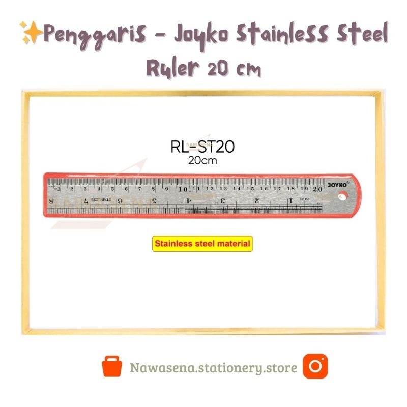 

✨Joyko - Penggaris Mistar Besi Stainless Steel Pendek Alumunium 20cm Tepak Kotak Pensil