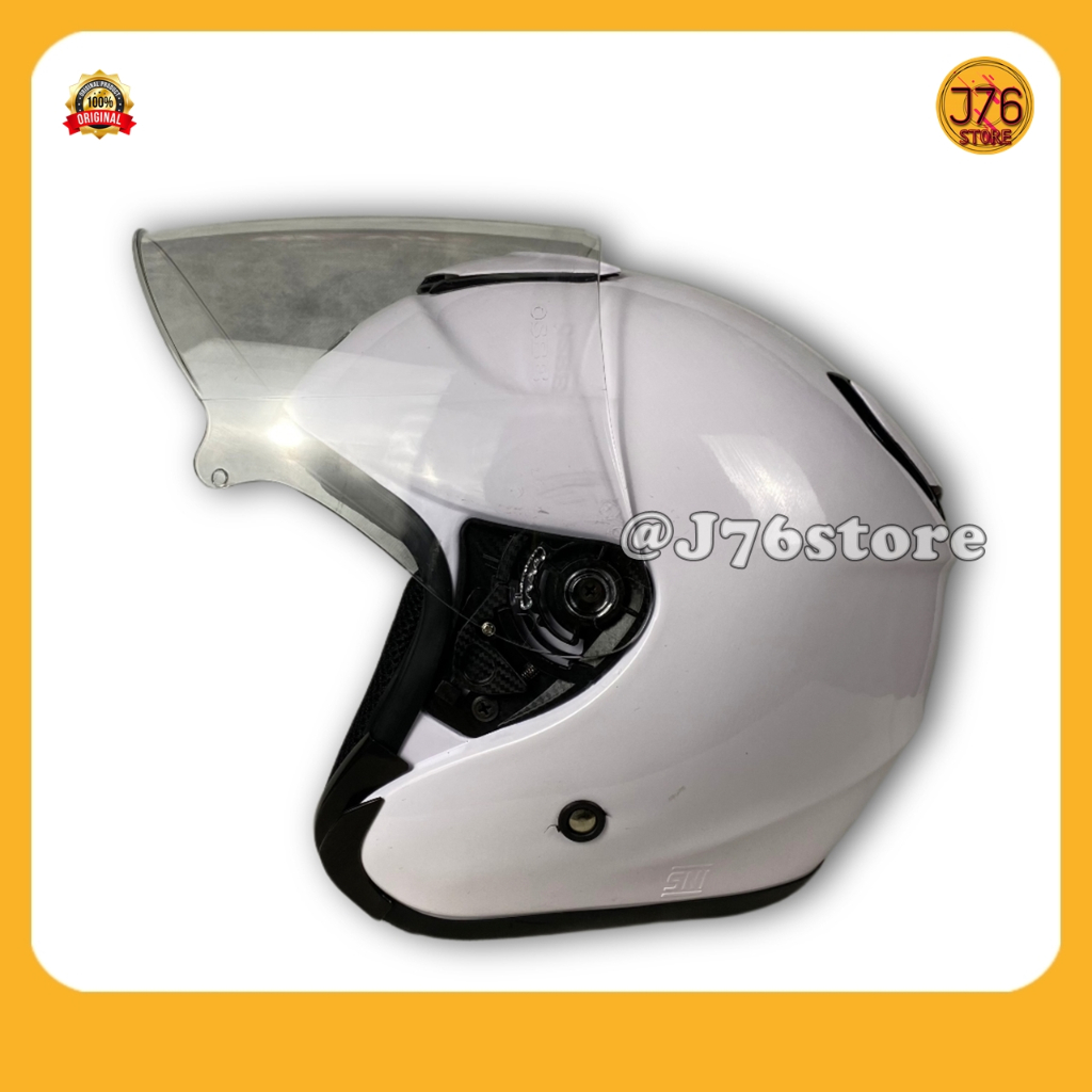 Helm Sepeda Motor Half Face Model Kyt Kyoto Solid Polos Bye Priest Helmet Paket Ganteng Warna Whitte