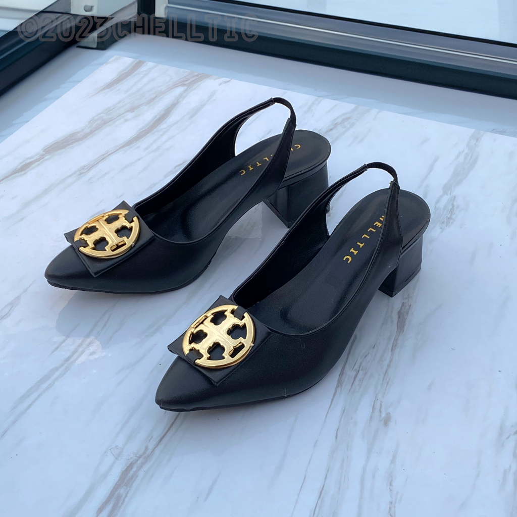 Premium Chelltic Sepatu Sandal Heels Wanita Mules Bustong 5Cm Tali BelakangSpatu Kerja Wanita Sendal