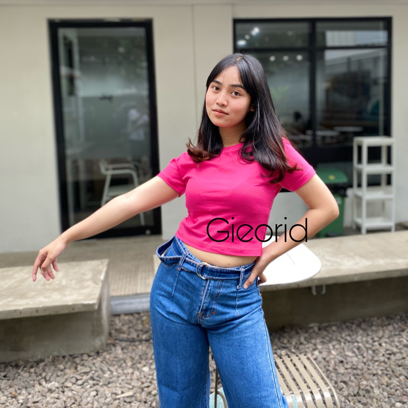 Kaos Crop Top Wanita Crop Tee Crop Top Korea Cotton Combed