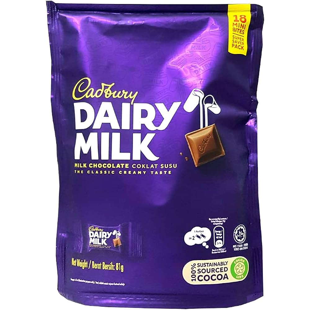 

Cadbury Dairy Milk Cokelat Mini Bites Sharebag 4.5gr Isi 18