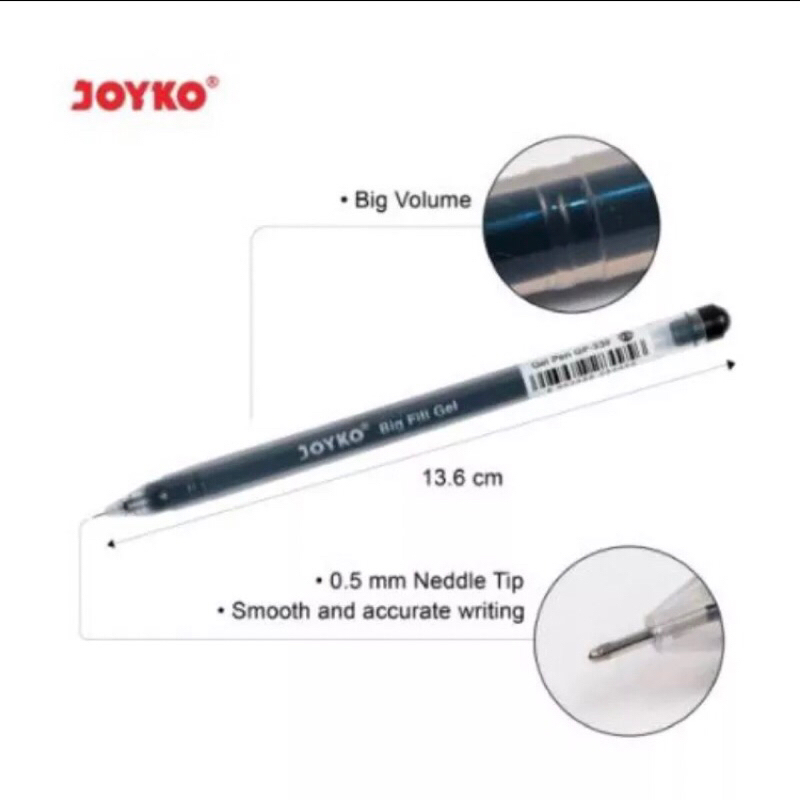 

Pulpen Gel Joyko Gp-330 Big Fill 0,5mm (Isi 12/Pack)