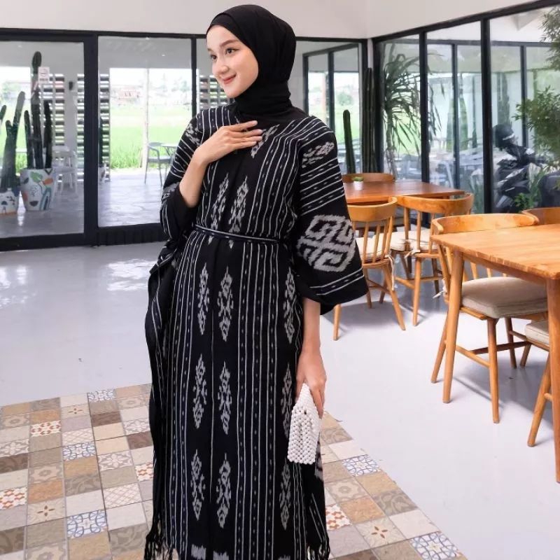BAJU TENUN IKAT WANITA PANJANG, DRESS TENUN IKAT