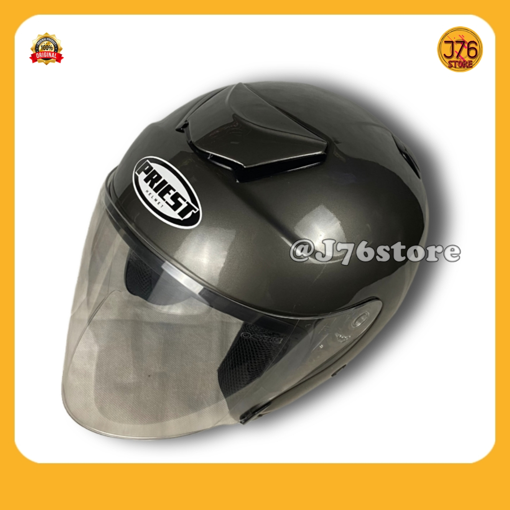 Helm Sepeda Motor Half Face Model Kyt Kyoto Solid Polos Bye Priest Helmet Paket Ganteng Warna Whitte