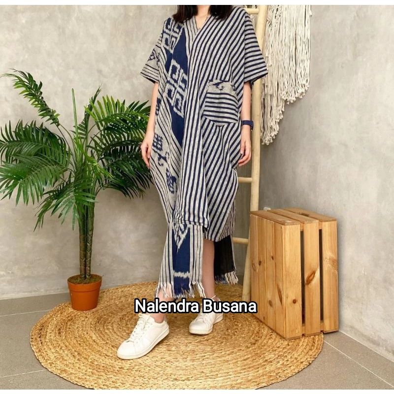 READY STOCK DRESS TENUN BLANKET DRESS TENUN JEPARA MOTIF LURIK OUTER TENUN BAJU PESTA