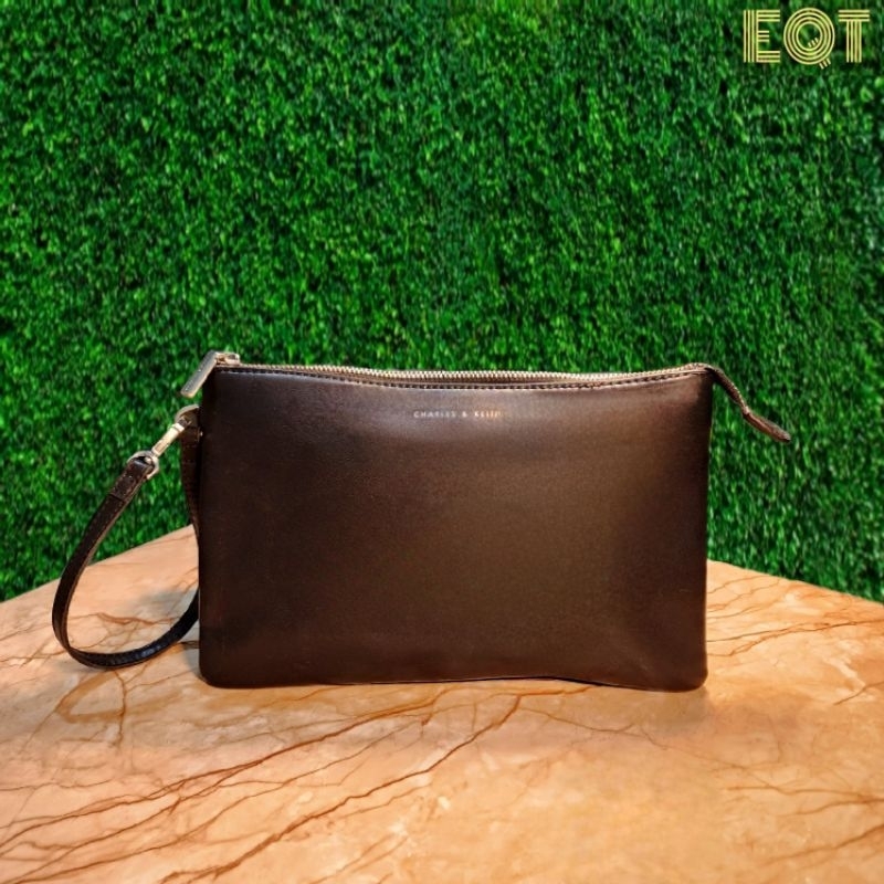 Business Clutch Tas Tangan CK CHARLES AND KEITH Pria Wanita Signature Black Original