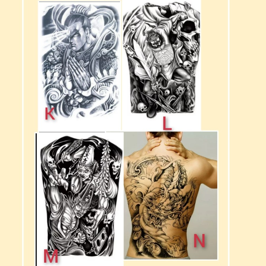 tato punggung penuh temporer pria 48*34cm tattoo temporary back chest