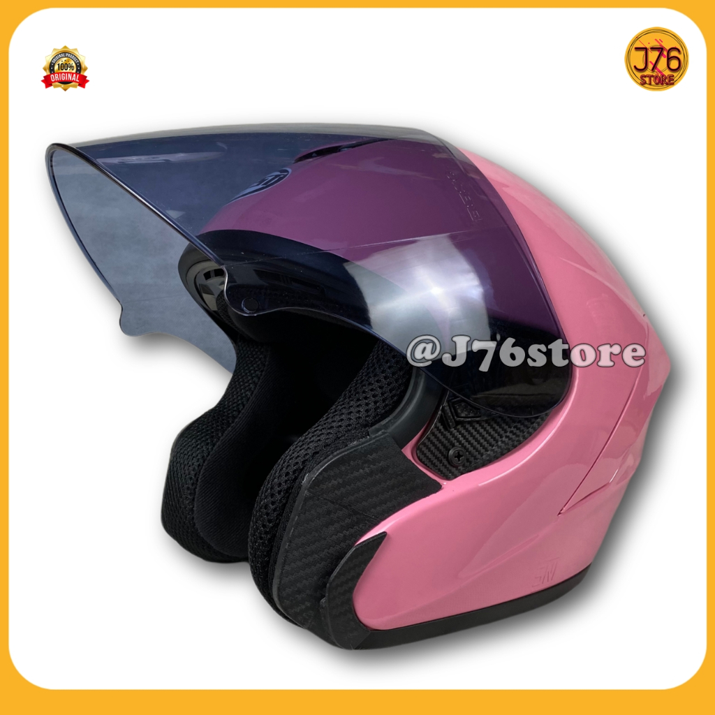 Helm Sepeda Motor Half Face Model Njs Kairoz Solid Polos Bye Priest Helmet Paket Ganteng Warna Whitt