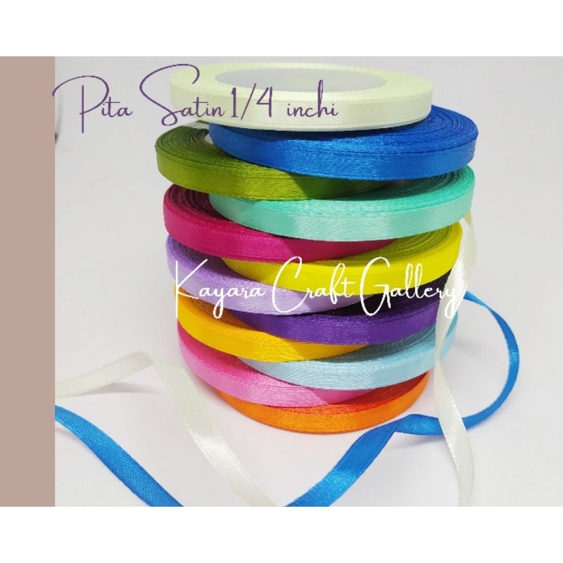 

Pita Satin Saten Kecil Hias Souvenir Buket/Pita Kain/ Pita Warna 1/4inchi Per Rol