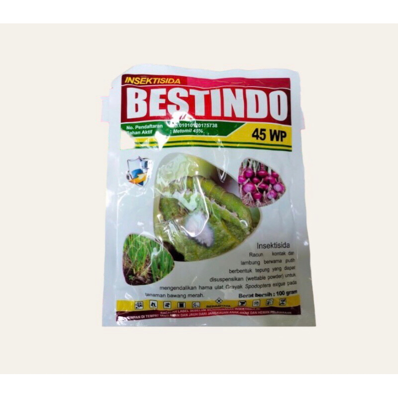 Bestindo Metomil 45 wp 100 gram Insektisida mengendalikan Hama ulat tanaman bawang merah jagung sawi