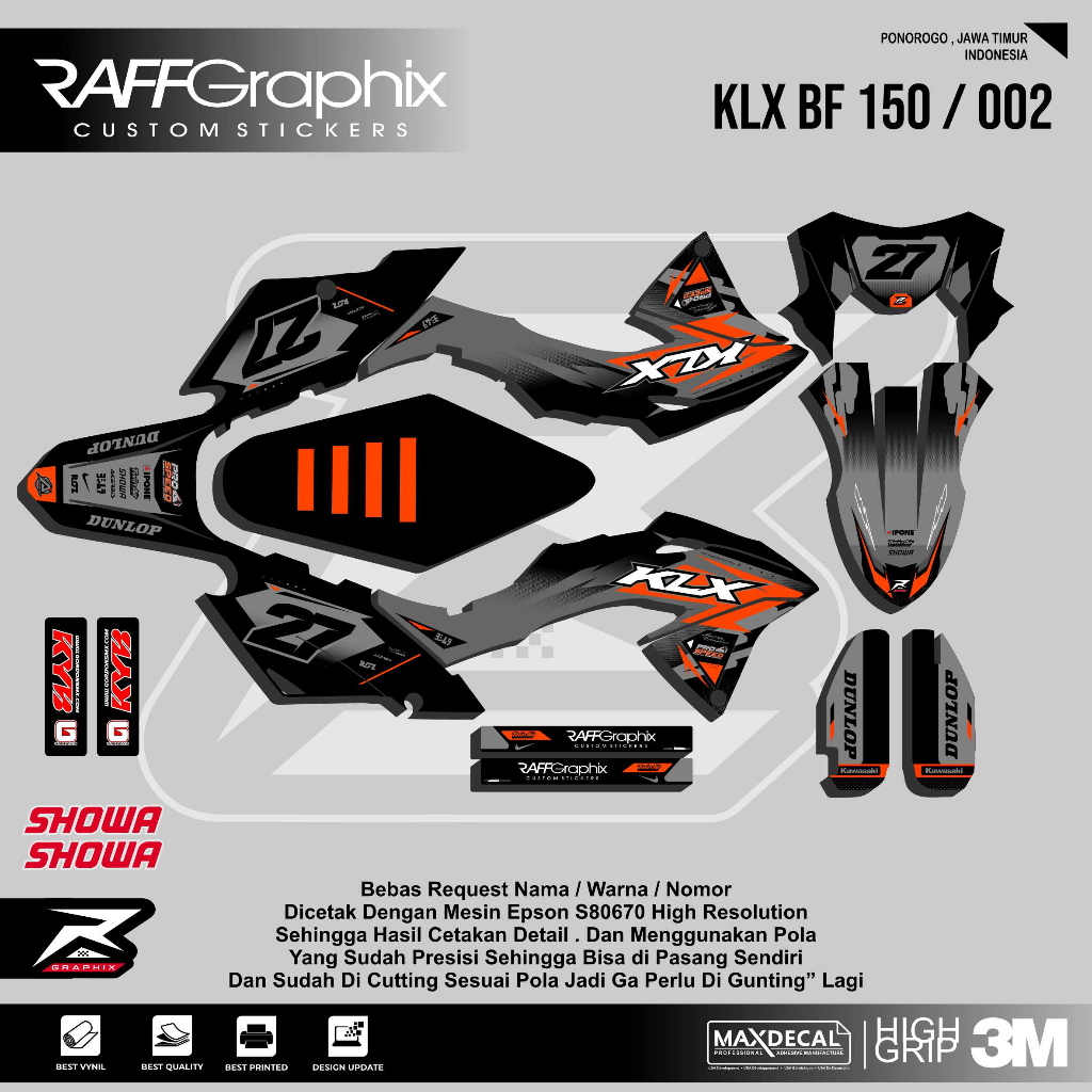 DECAL KLX BF / DECAL KLX G / STICKER DECAL KLX BF SUPERMOTO