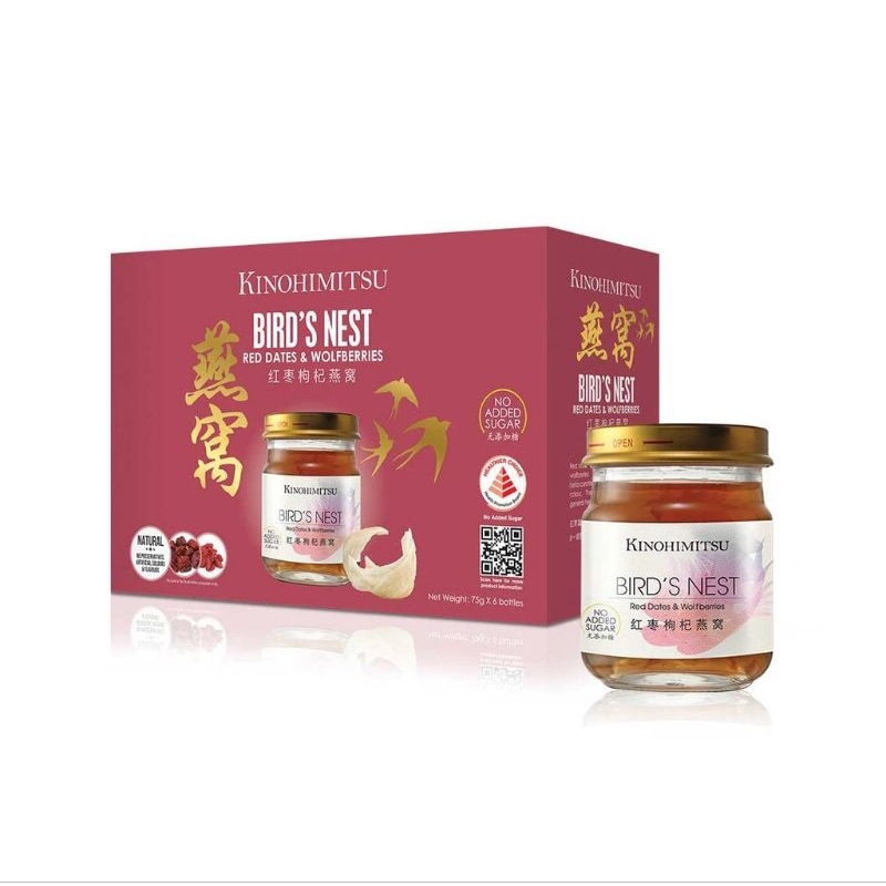 

Kinohitmitsu Bird Nest With Red Dates & wolfberries 1 box 6 Bottle