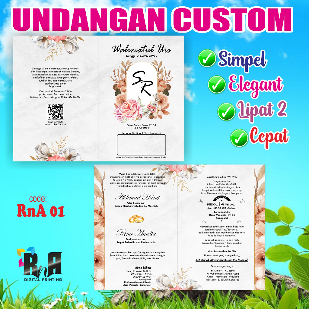 UNDANGAN PERNIKAHAN CUSTOM WARNA ELEGANT