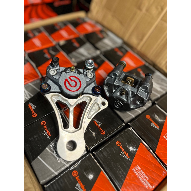Kaliper Brembo 2 Piston Big Titanium dan kaliper traction 2 piston full cnc set breket mio soul scoo